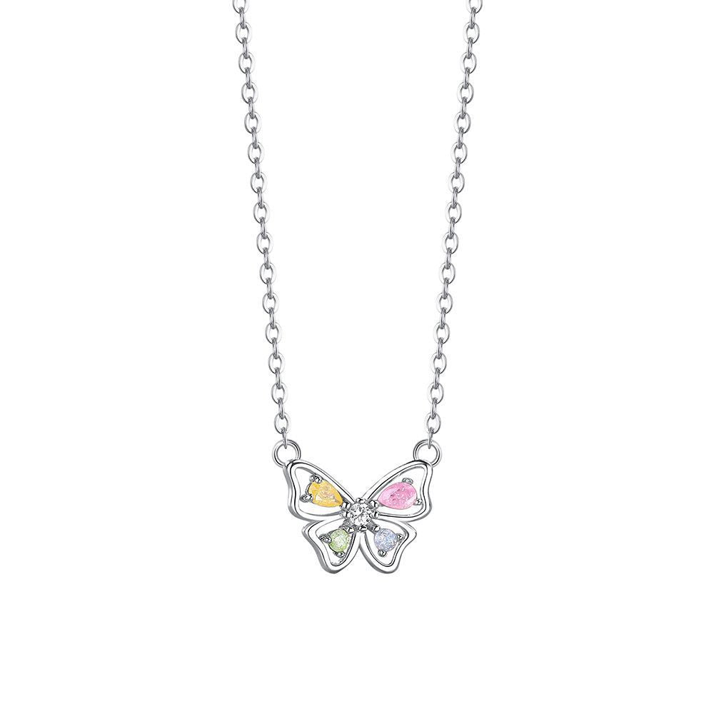 Butterfly Statement Sterling Silver Necklace Cubic Zircon