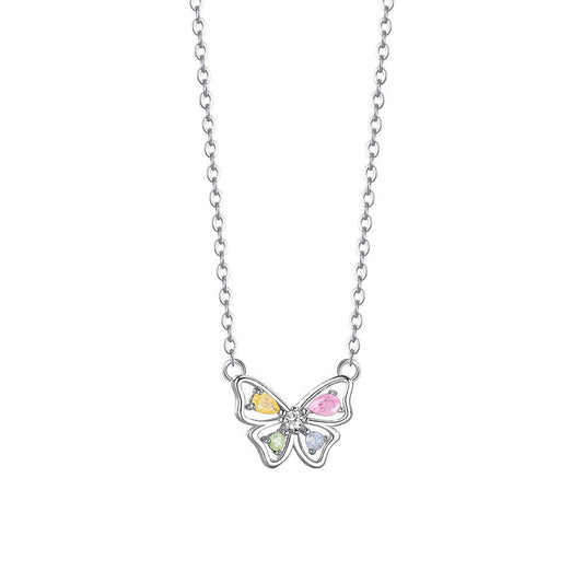 Butterfly Statement Sterling Silver Necklace Cubic Zircon
