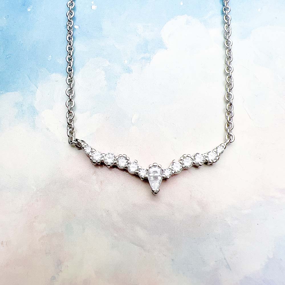 Classy Sterling Silver Cubic Zircon Necklace