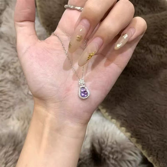 Purple Jade Sterling Silver Necklace