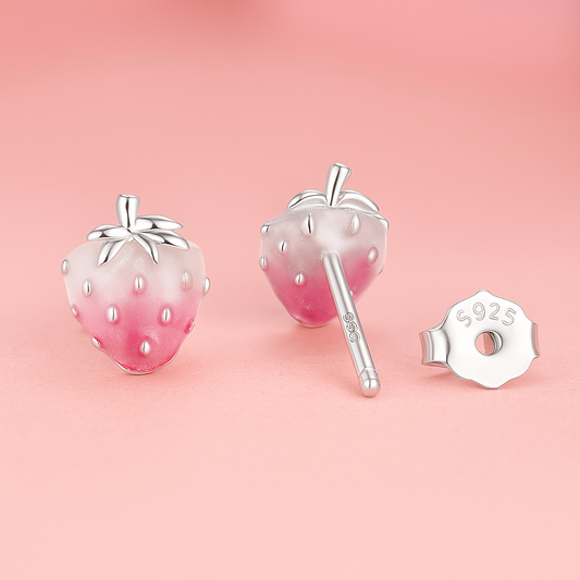 Strawberry jam Sterling Silver 925 Stud earrings