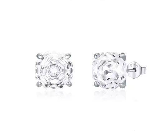 Rose Cut Cubic Zircon Sterling Silver Stud earrings