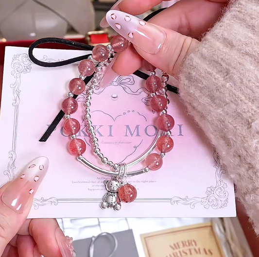 Beaded bracelet Sterling Silver teddy bear Charm