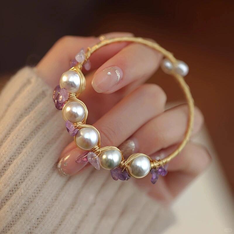 Gold Filled Pearls with Amethyst Bracelet