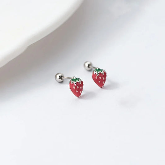 Strawberry shortcake Sterling Silver 925 Stud earrings with ball closer