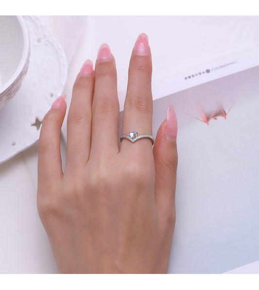 Heart Love Moonstone Sterling Silver Ring
