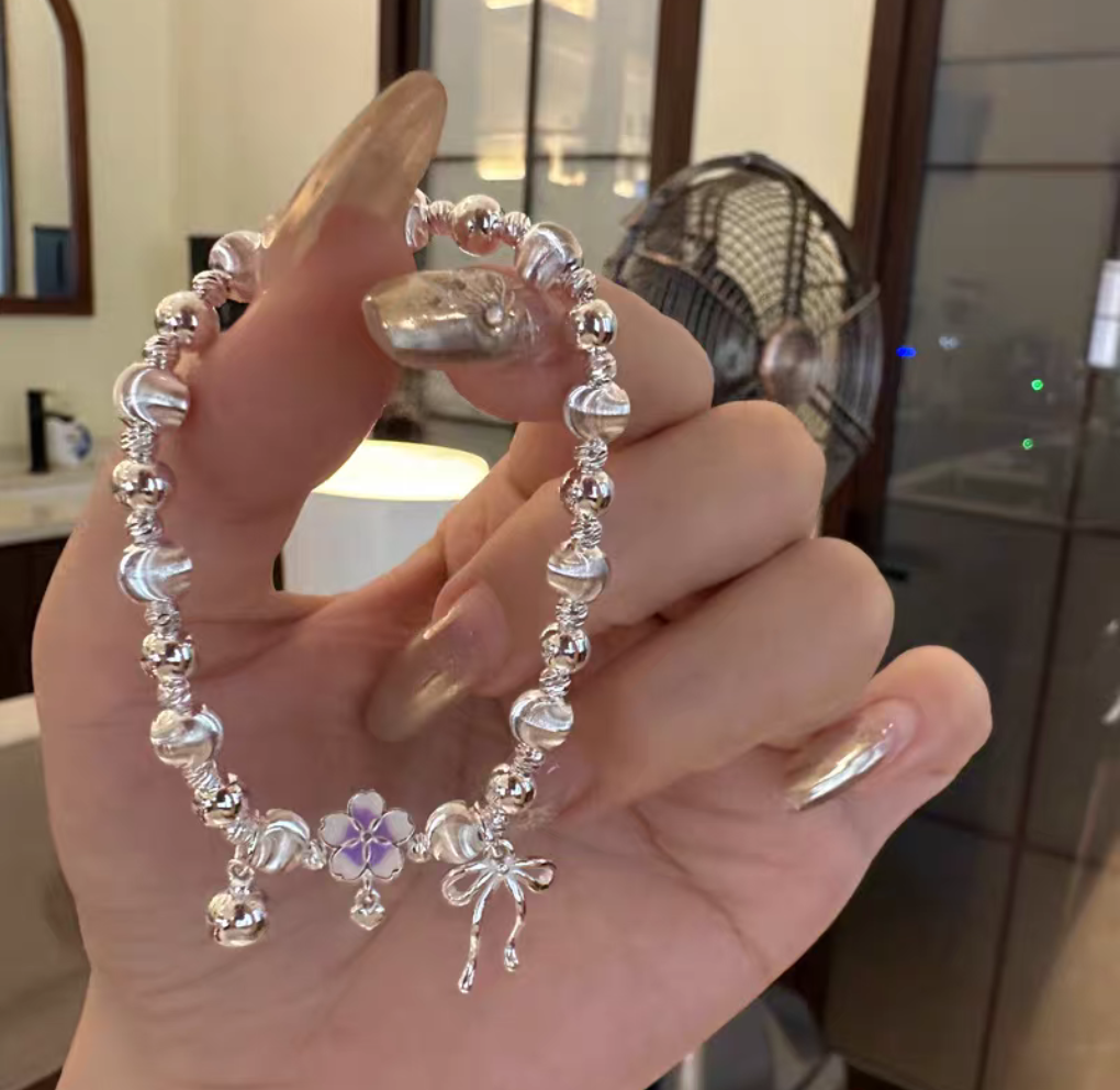 Purple haze Floral Cat eye Beaded bracelet