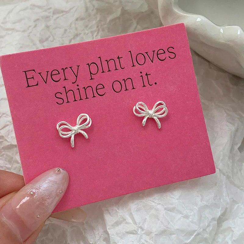 Minimalist Double Bow Sterling Silver 925 Studs