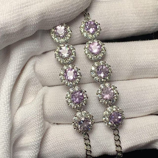 Natural Amethyst Sterling Silver Bracelet