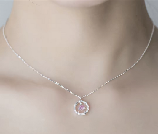 Pink Universe Sterling Silver 925 Necklace 40+5 cm