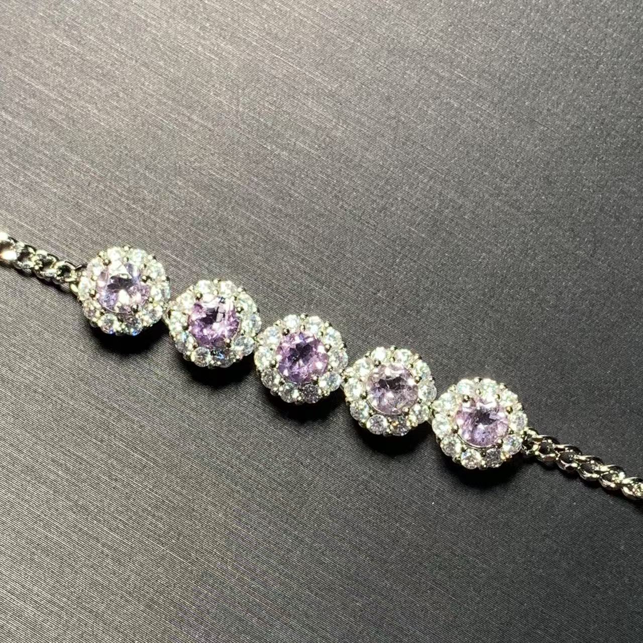 Natural Amethyst Sterling Silver Bracelet