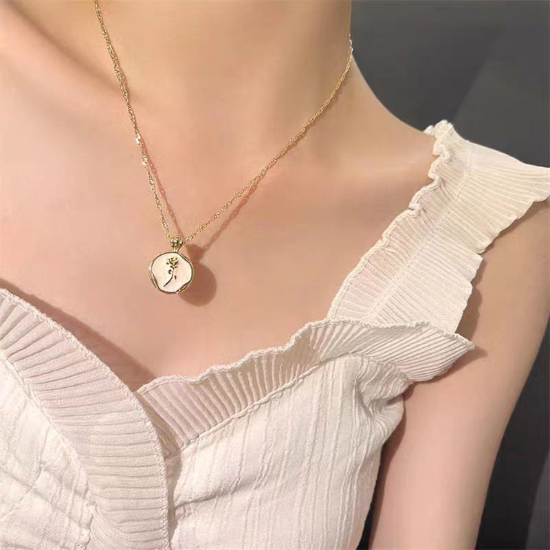 Minimalist Tulip garden Necklace 925 Sliver