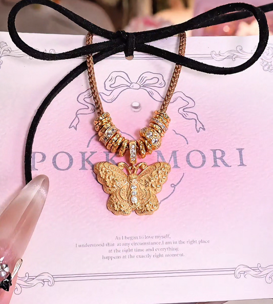 Butterfly Rings Sterling Silver Gold plated Necklace