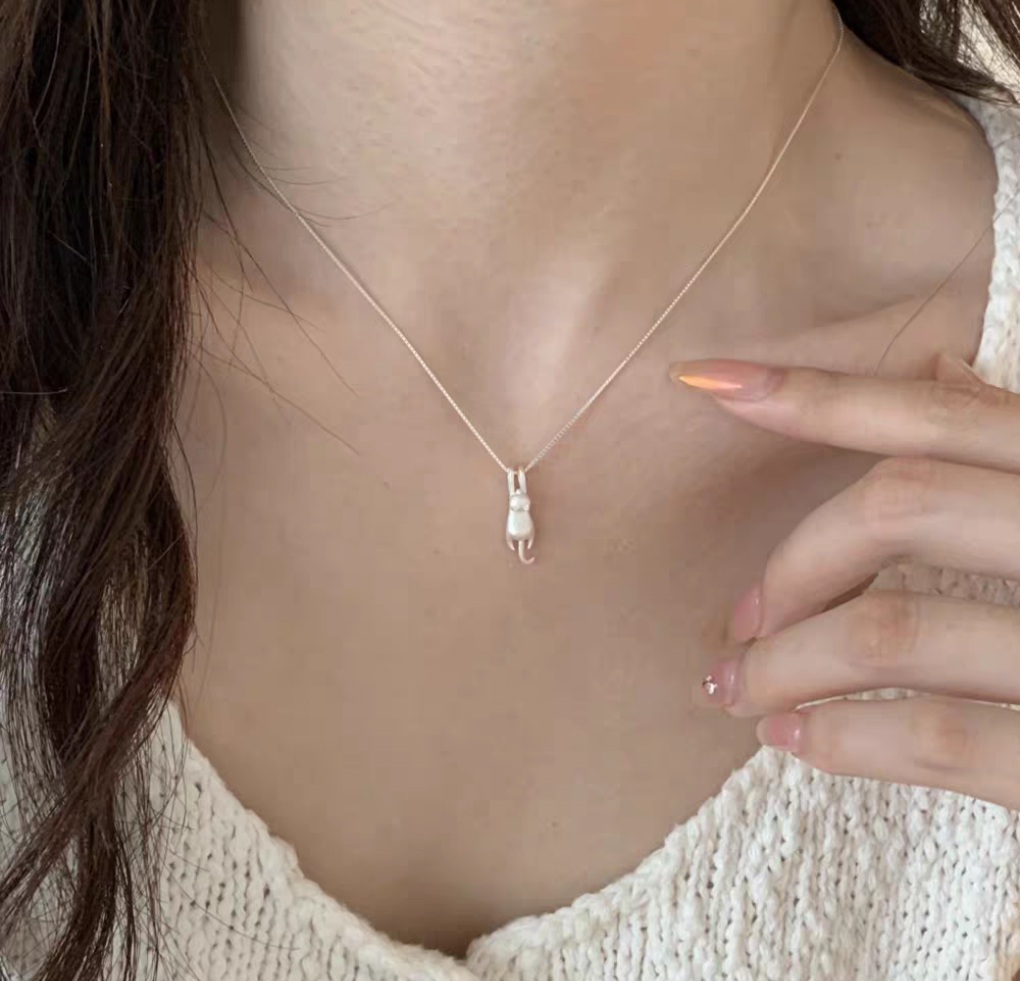 Naughty Kitty Sterling Silver Necklace