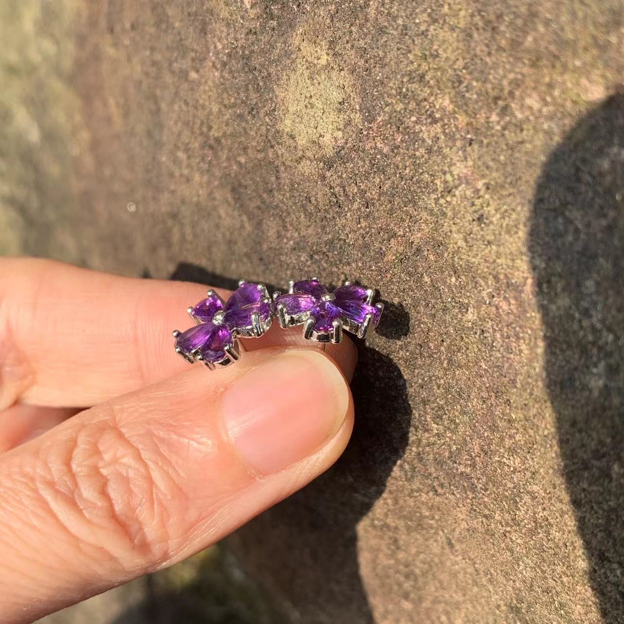 Natural Amethyst Stones Sterling 925 Stud Earrings