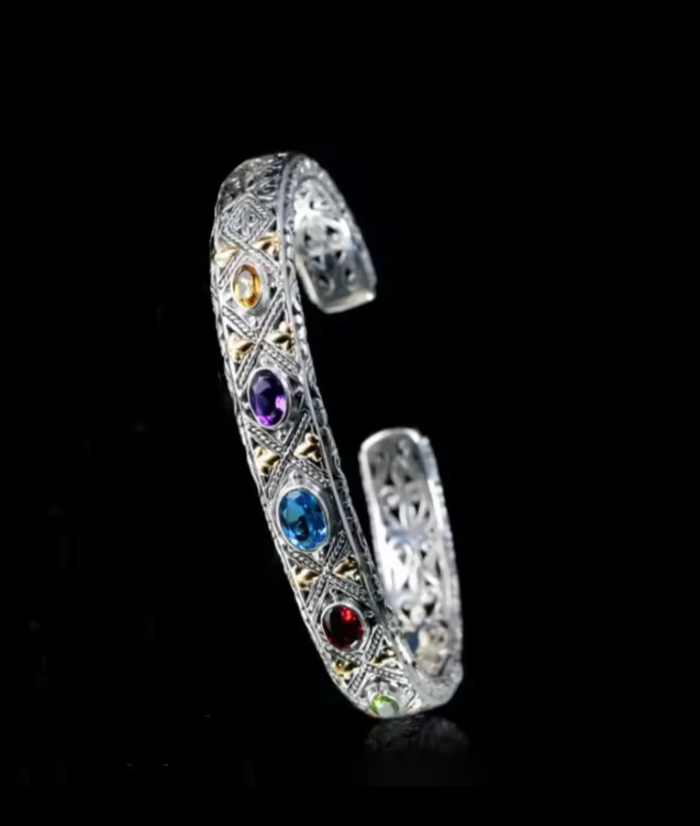 Retro beats Sterling Silver Cuff bracelet