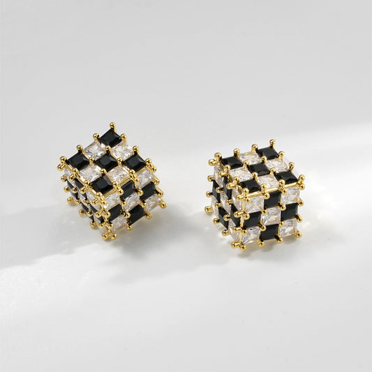 Checkmate Sterling Silver 18k Gold Plated Studs