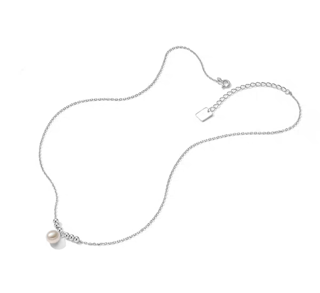 Mermaid Tear Drop Sterling Silver Pearl Necklace