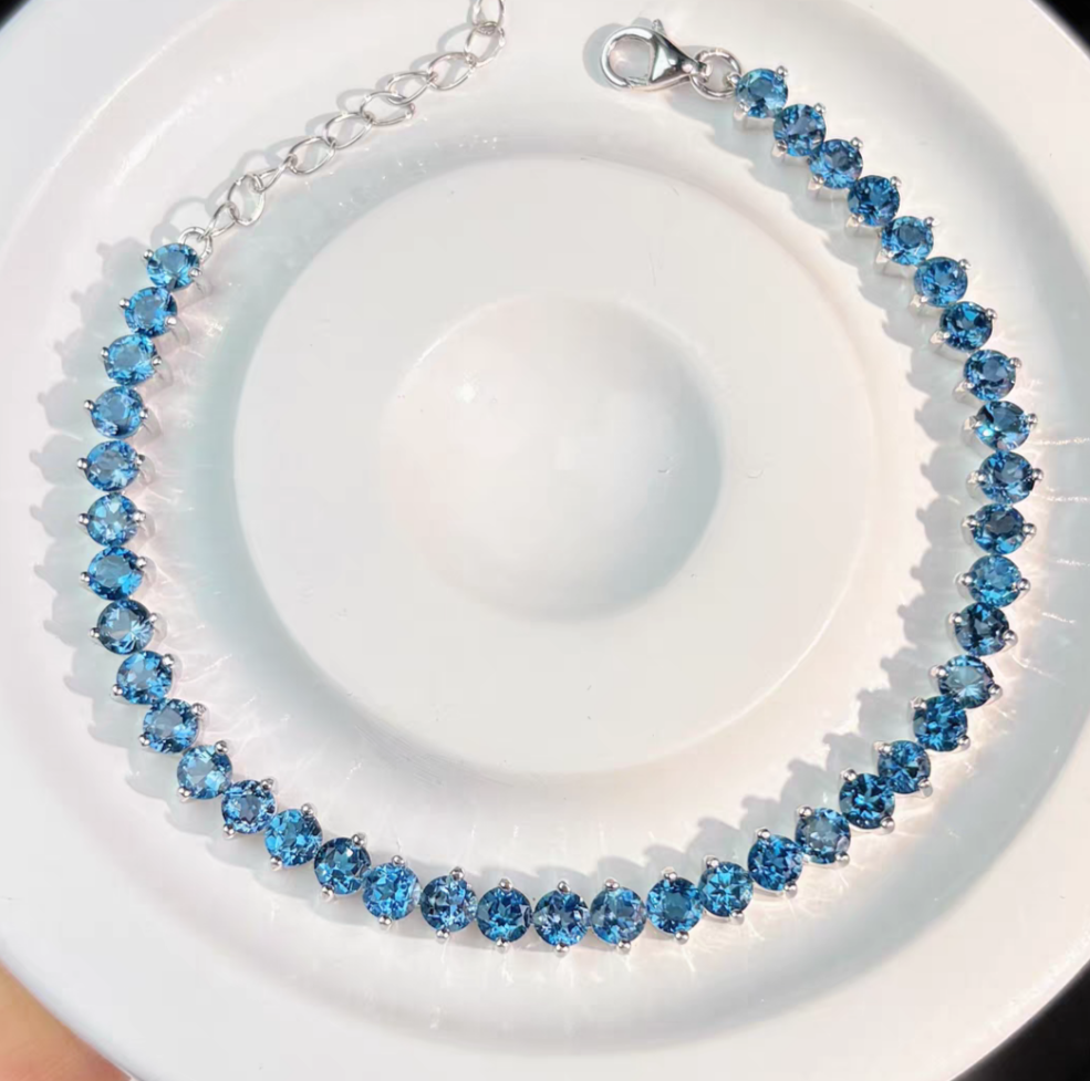 Natural Topaz Sterling Silver 925 Bracelet With Certificate