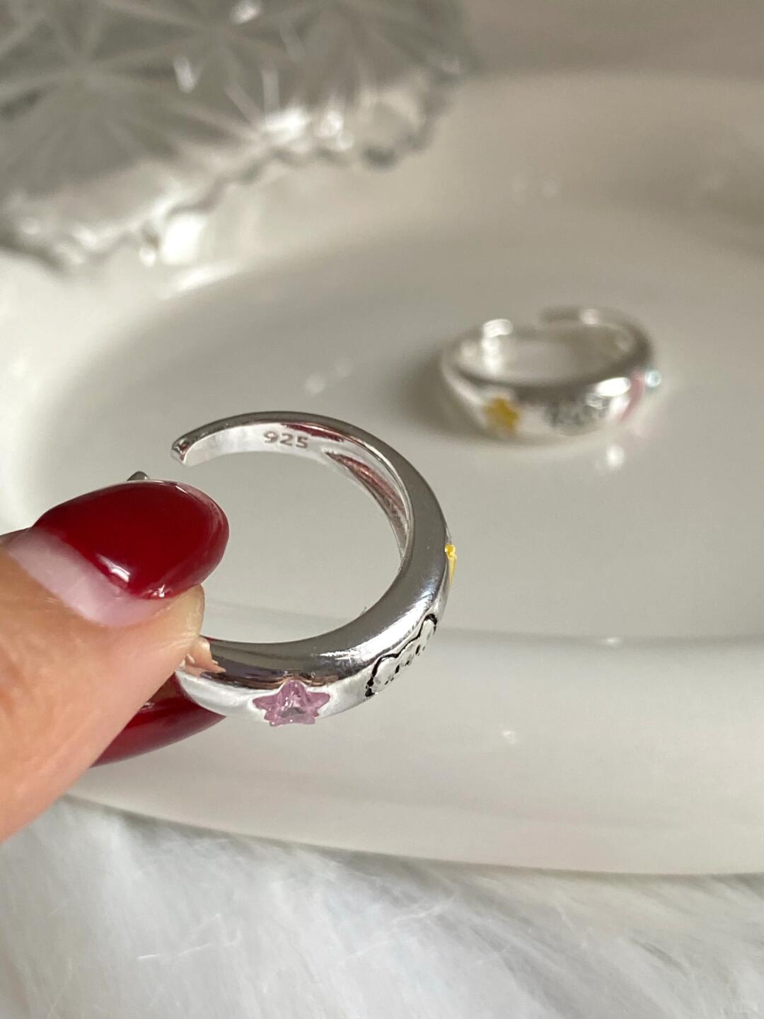 Cat & Dog Sterling Silver Ring set