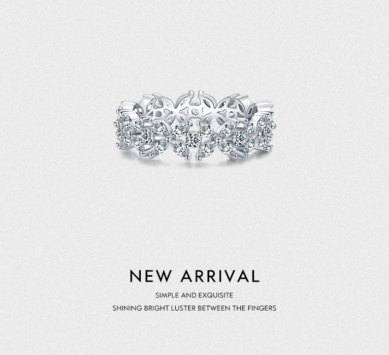 Dazzling Floral Stackable Sterling Silver Ring