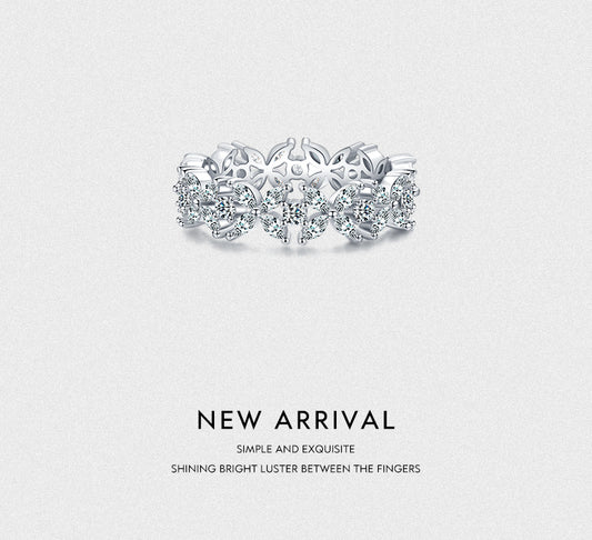 Dazzling Floral Stackable Sterling Silver Ring