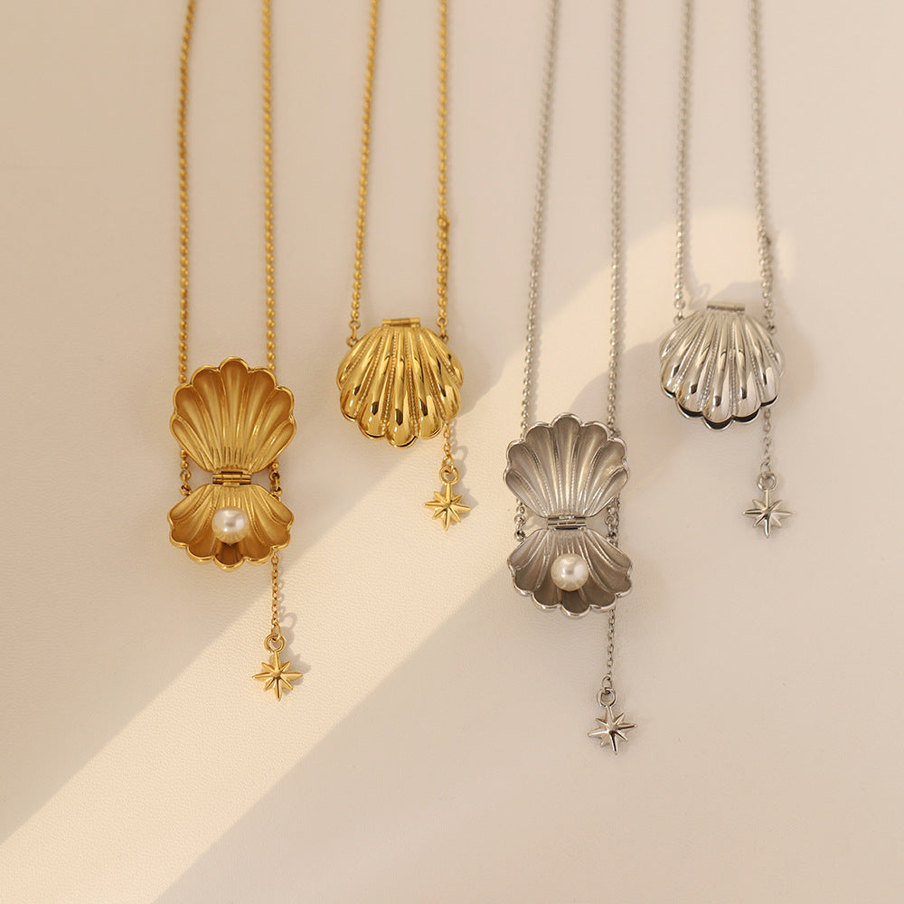 Shell Pearl Oyster Gold Filled  Necklace