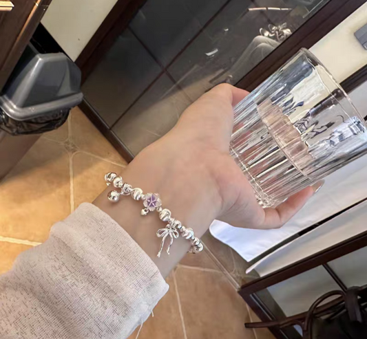 Purple haze Floral Cat eye Beaded bracelet