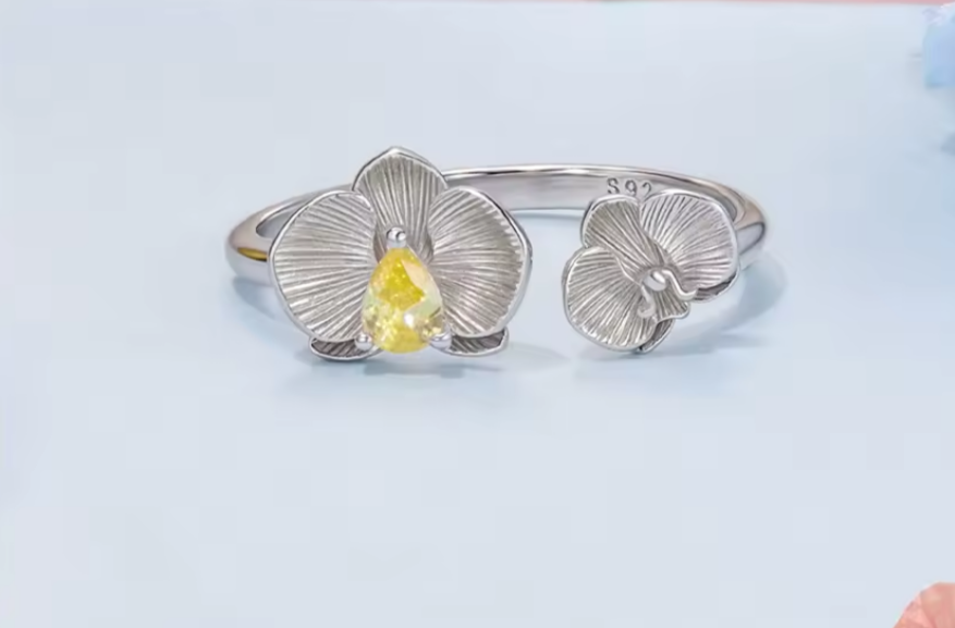 Phalaenosis Floral Sterling Silver 925 Ring