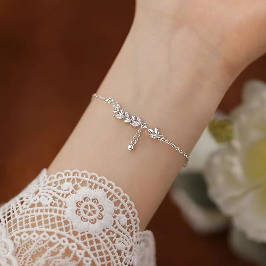 Wheat Crops Sterling Silver Bracelet with Cubic Zircon