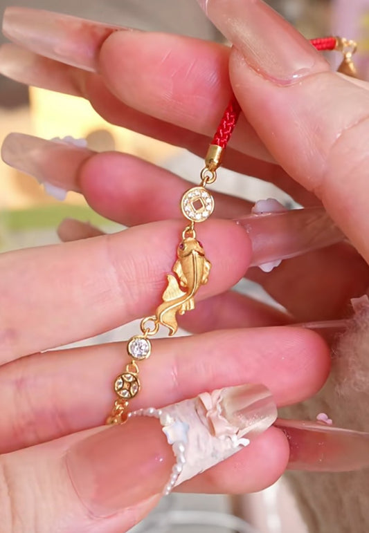 Lucky Fish Charm Sterling Silver Bracelet