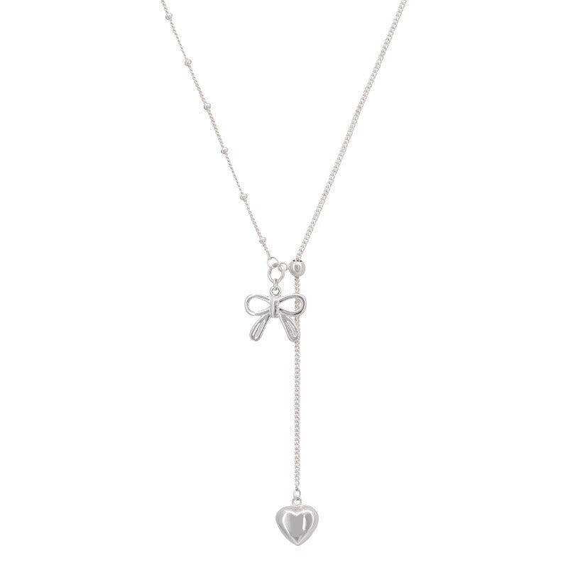 Bow heart Sterling Silver Necklace