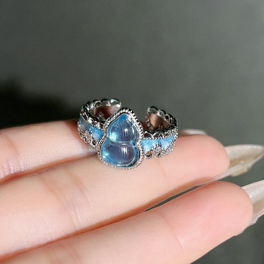 Oceans Waves Sterling Silver 925 Resizable Ring Set