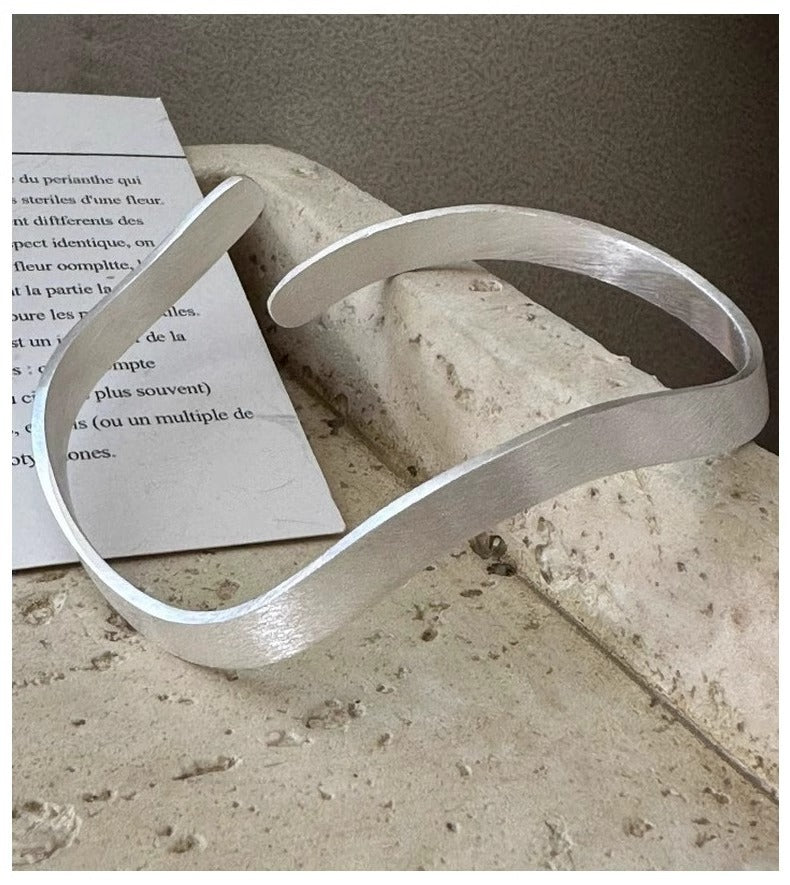 Geometric Wave Sterling Silver 925 cuff Bracelet