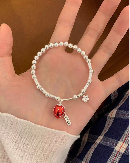 Strawberry shortcake Heavy weight Sterling Silver 925 Certified Bracelet