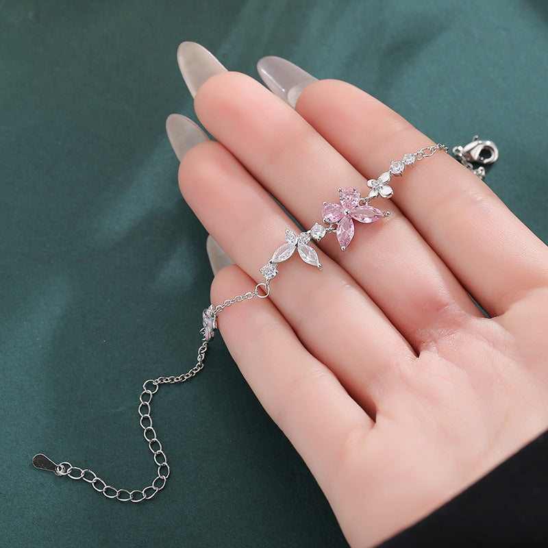 Pink Butterfly Sterling Silver 925 Bracelet