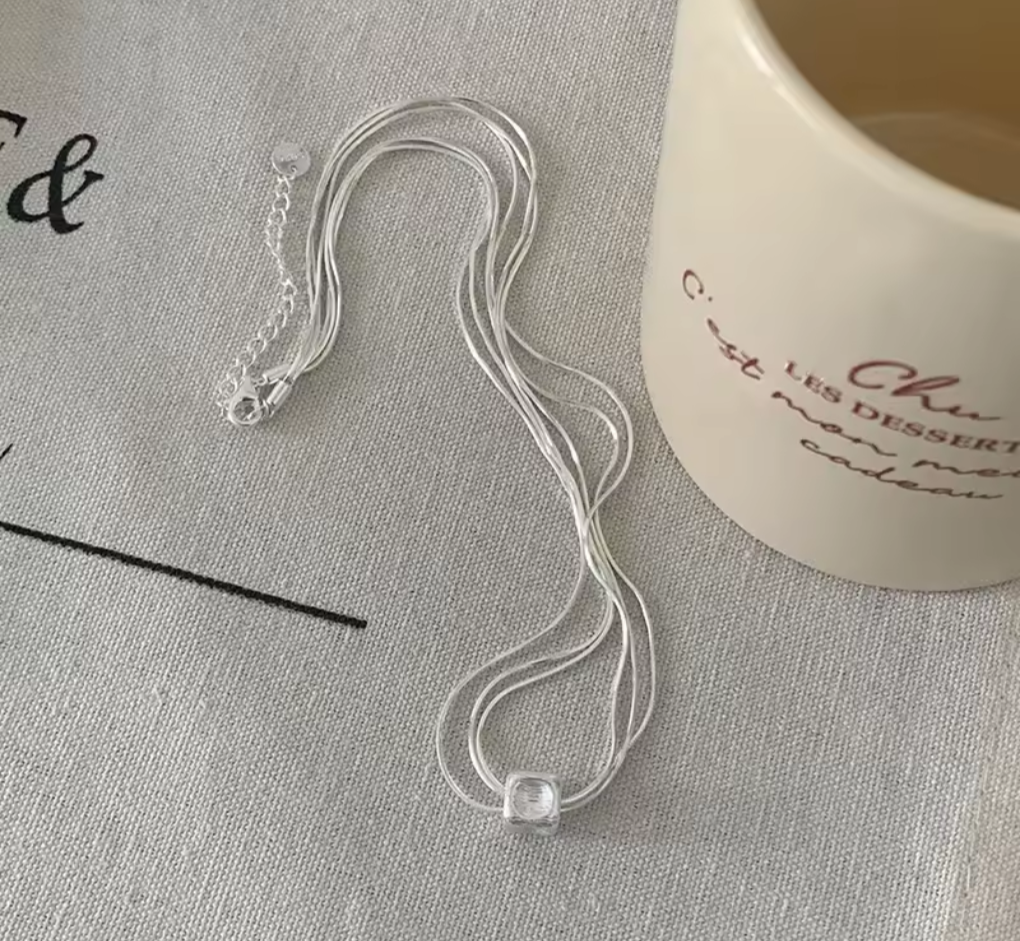 Triple layer with Pendant Necklace 925 Silver