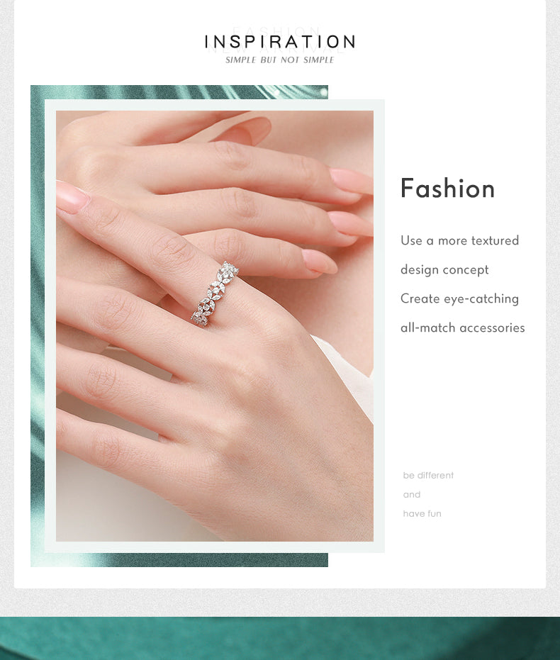 Dazzling Floral Stackable Sterling Silver Ring