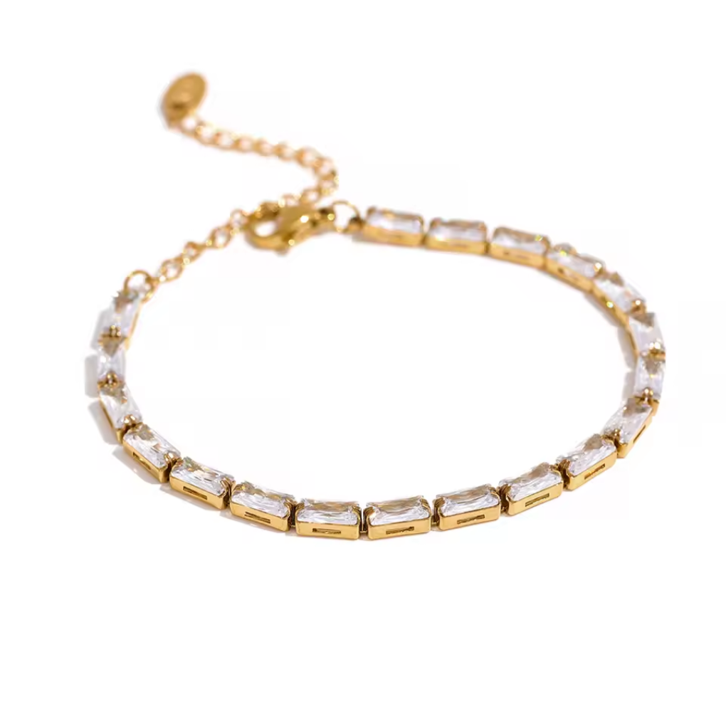 Gold filled Cubic Zircon Non Tarnish Water Proof Necklace and Bracelet Set