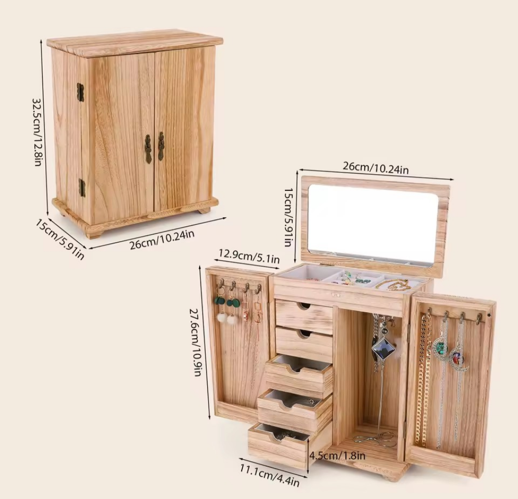 Wooden Vintage Style Jewelry Organizer