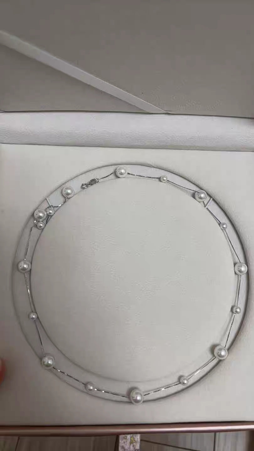 Natural Australian Pearls 5mm+8mm Chained Seashore Sterling Silver Necklace -Giftable Packing as Pictures-Greeting Card-Custom Hand written Note