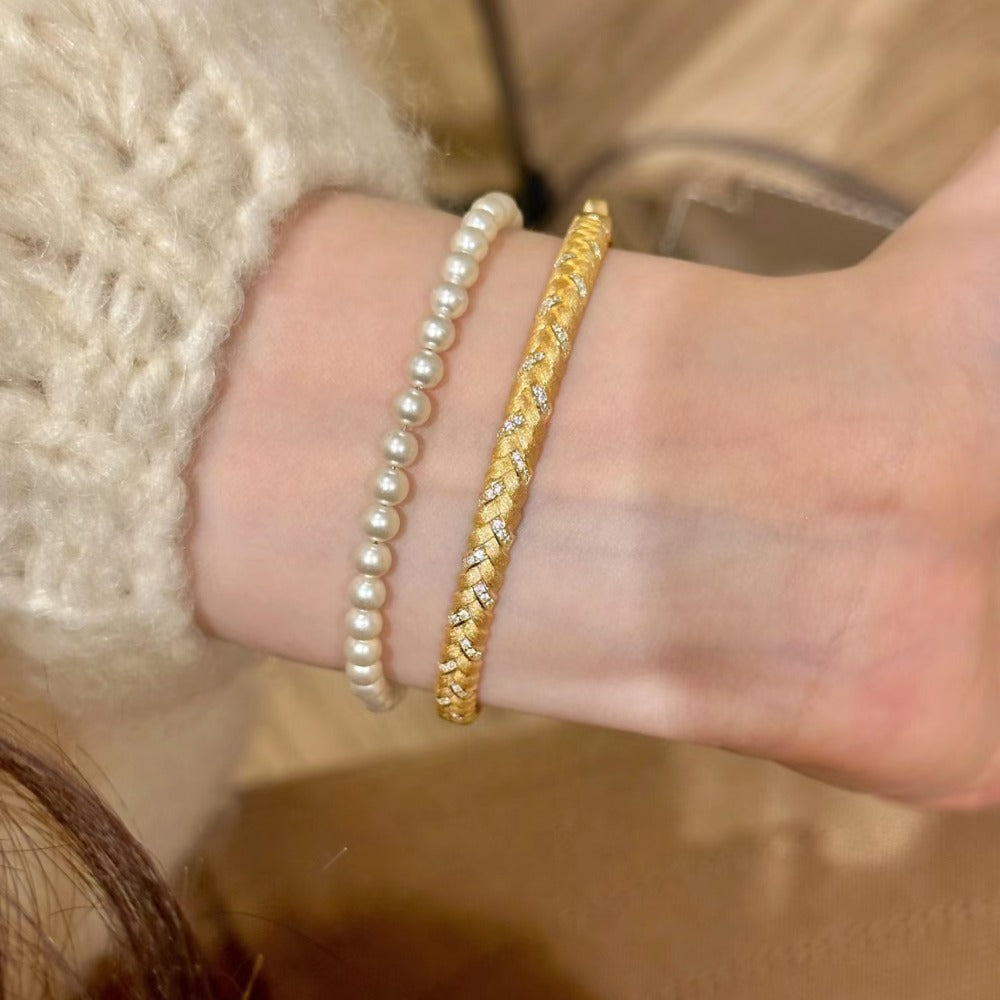 18k Gold Filled Cubic Zircon Bracelet Cuff Non Tarnish