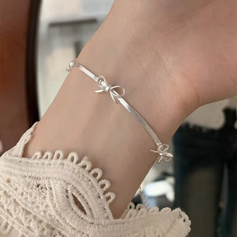 Cute Bows Sterling Silver Bracelet