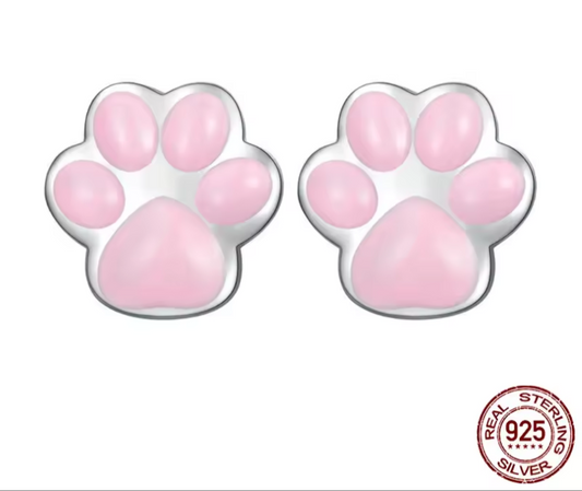 Pink paw Sterling Silver Stud earrings