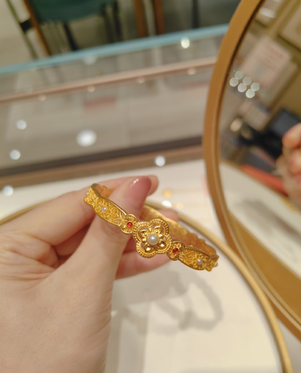 Traditional Artistic expression 18k Gold filled bangle bracelet