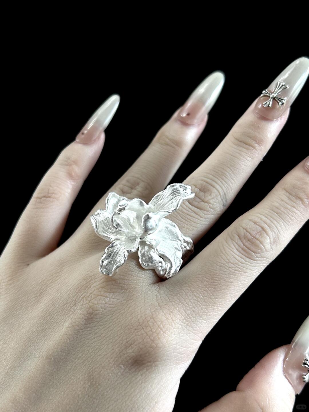 Flower of Iris Sterling Silver 925 Ring-Resizable