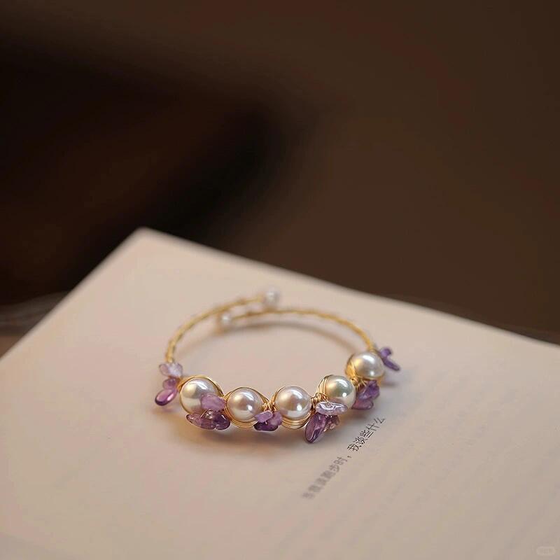 Gold Filled Pearls with Amethyst Bracelet