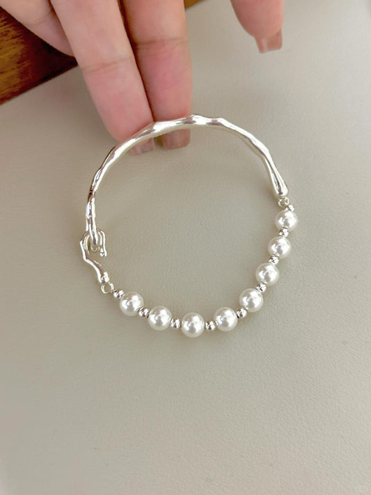 Minimalist design pearls Sterling Silver 925 Bracelet