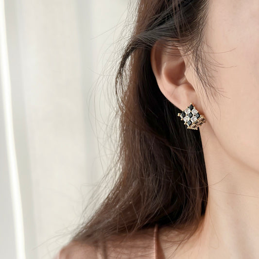 Checkmate Sterling Silver 18k Gold Plated Studs