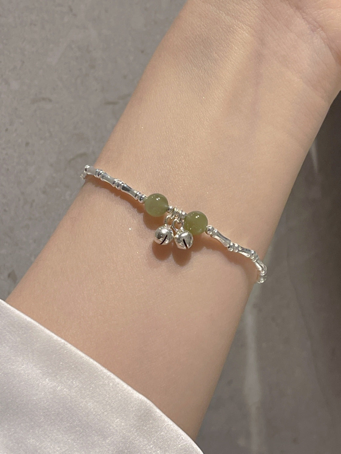 Bamboo sticks Sterling Silver Jade Emperor Protection Charm Bracelet